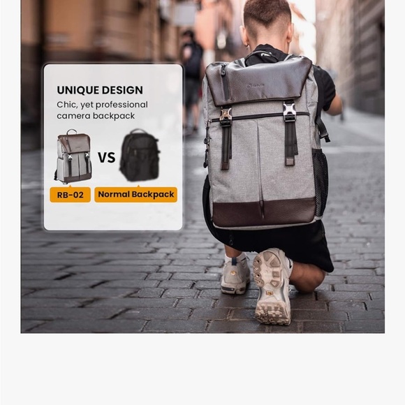 Brown and Gray Camera Bag with Adjustable Straps and Side Access - Picture 2 of 12